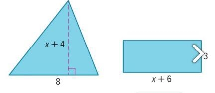 Write and solve an equation to find the value of x so that the figures have the same-example-1