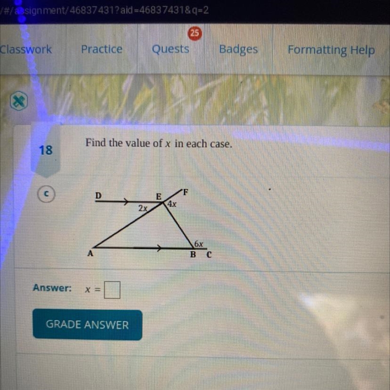 Find the value of x in each case-example-1