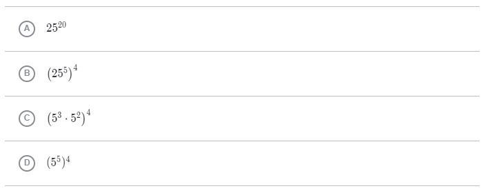 Which expressions are equivalent to 5^12*5^8? Choose 2 answers:-example-1