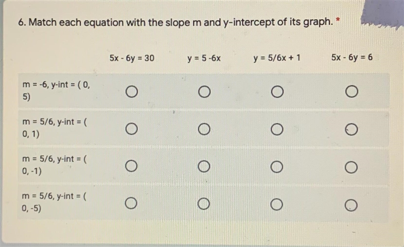 6. Match each equation with the slope m and y-intercept of its graph.-example-1