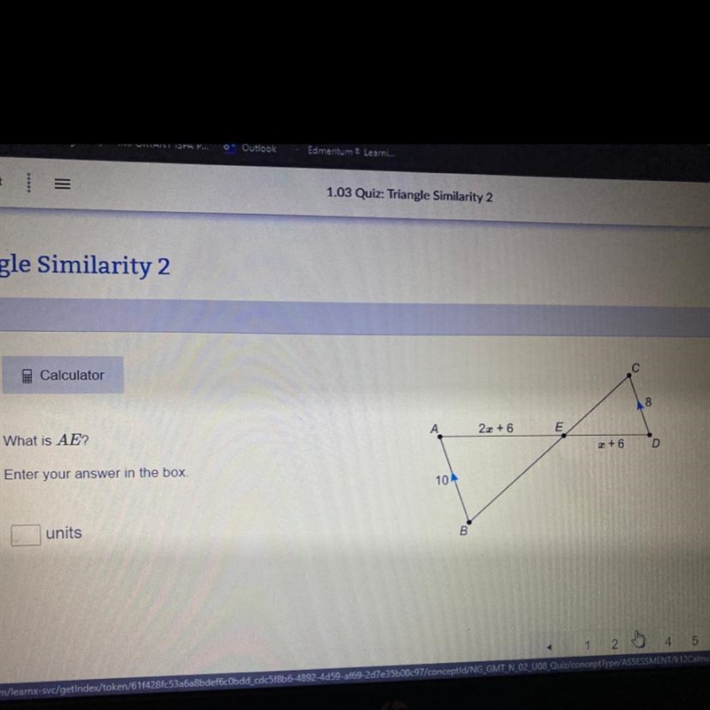 Triangle similarity What is AE?-example-1