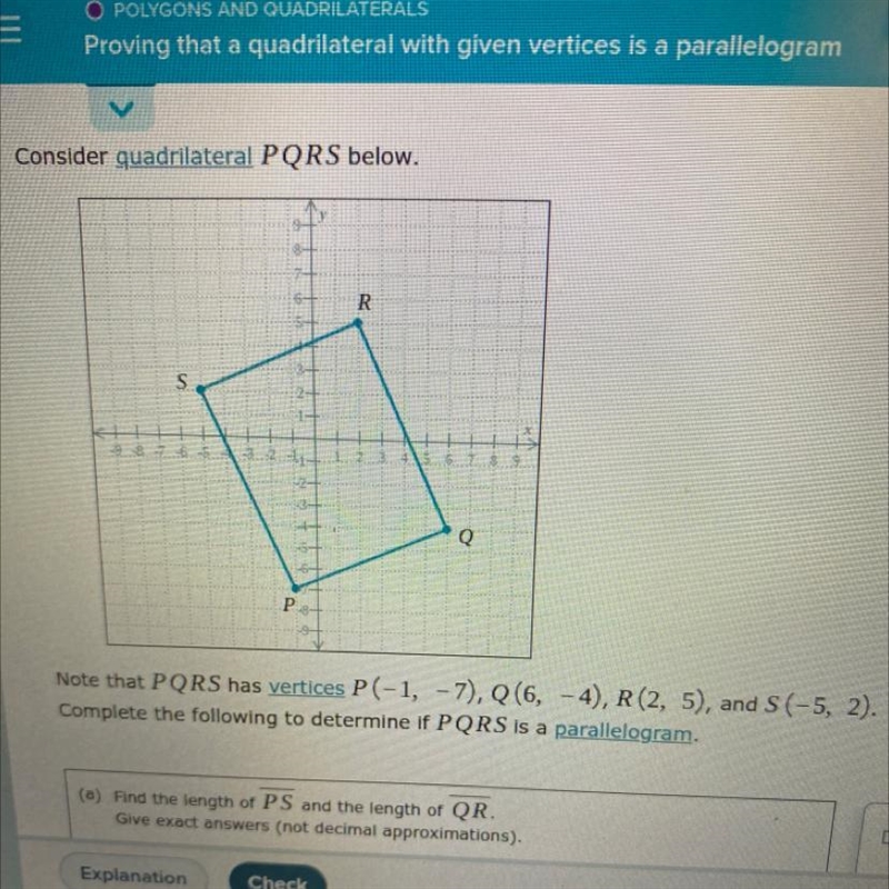 Proving that a quadrilateral with given vertices is a parallelogram-example-1