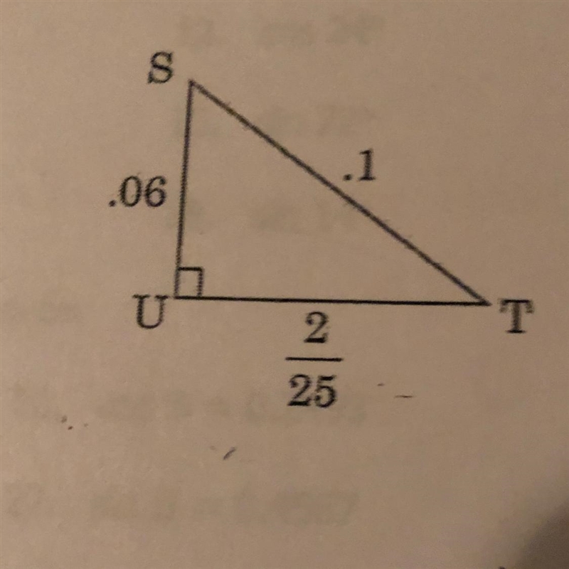 Use the following triangles to determine the trig ratios below simplify all fractions-example-1