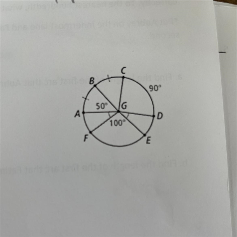 Use the figure to find the measure of each arc for #1-4. 1.) mFE 2.)mBC 3.)mCE 4.)mCFE-example-1