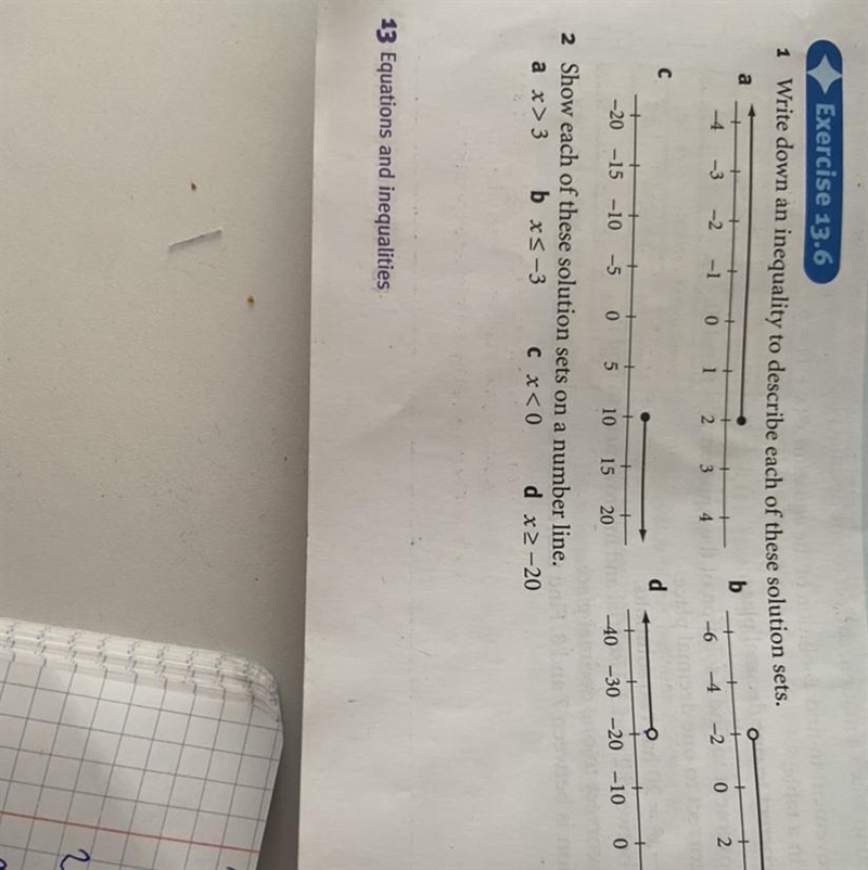 Write down an inequality to describe each of these solution sets.-example-1