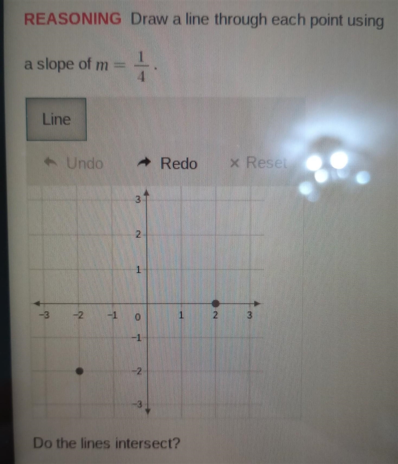 Reasoning draw a line through each point using a slope of m = 1/4 graph​-example-1