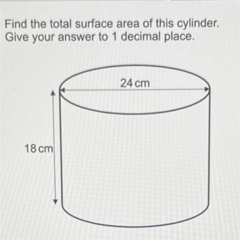 Find total surface area of cylinder give answer to 1 decimal place-example-1