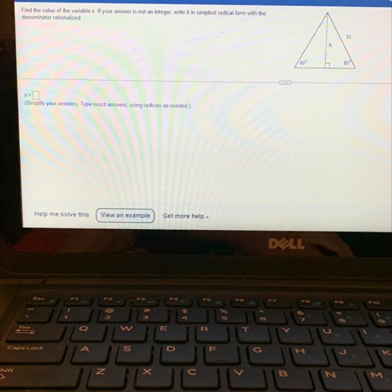 Find the value of the variable x .if your answer is not an integer.-example-1