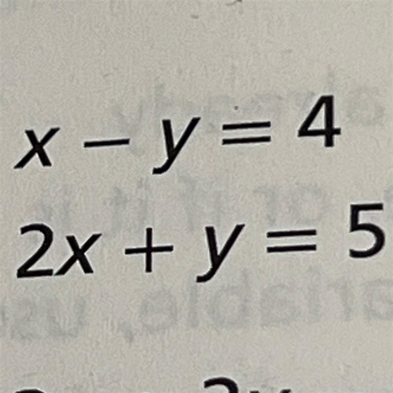 Systems of linear equations and inequalities solve the system of equations. x-y=4 2x-example-1