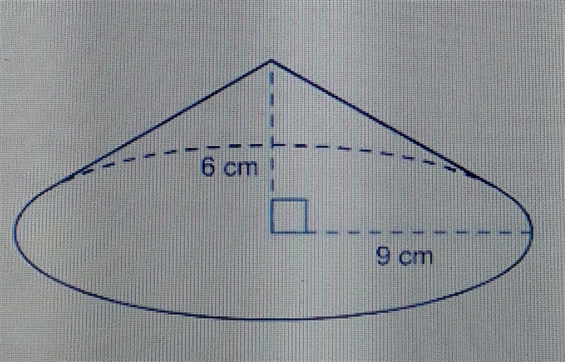 Find the volume of the given cone in terms of π. A) 18π cubic meters B) 10.8π cubic-example-1