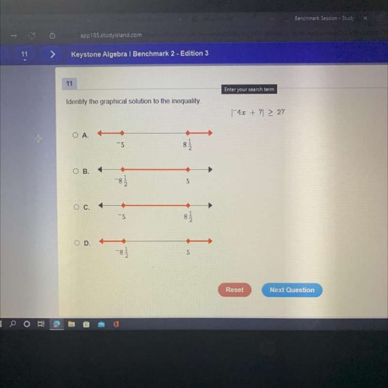 Identify the graphical solution to the inequality-example-1