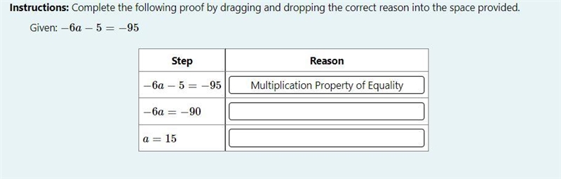 Instructions: Complete the following proof by dragging and dropping the correct reason-example-1