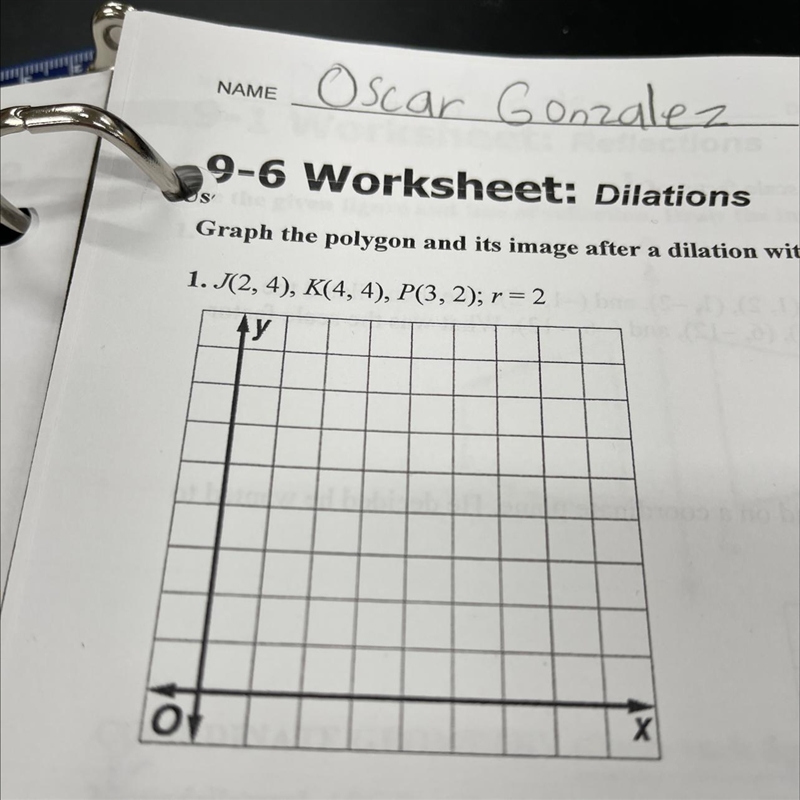 9-6 Worksheet: Dilations Graph the polygon and its image after a dilation with the-example-1