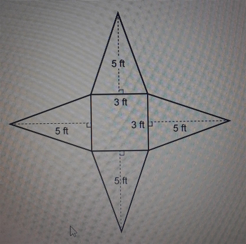 Please Help!!!!! What is the surface area of the square pyramid represented by the-example-1