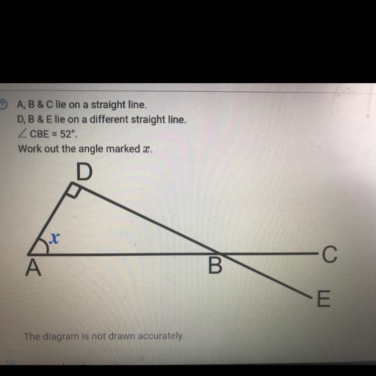 A,B & C lie on a straight line. D, B & Elie on a different straight line. Z-example-1