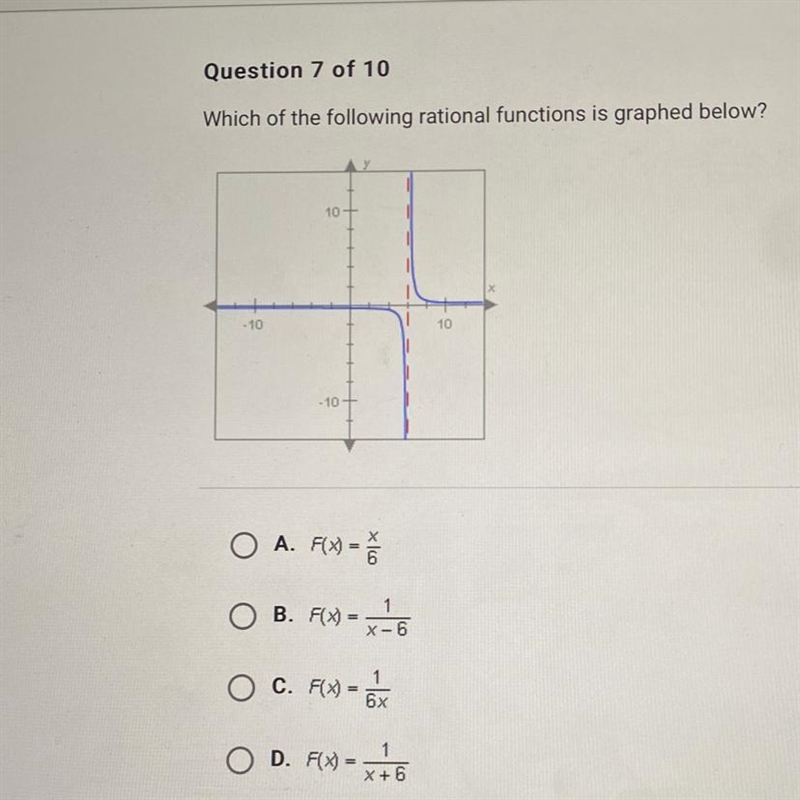 Which of the following rational functions is graphed below?-example-1