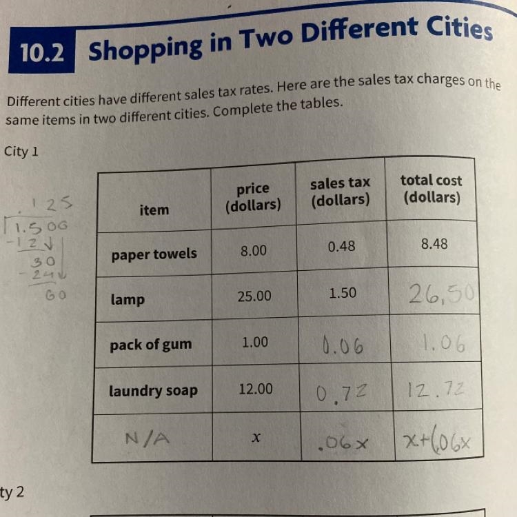 Different cities have different sales tax rates. Here’s the sales tax charges on the-example-1