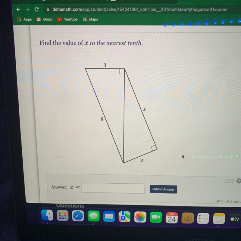 Find the value of x to the nearest tenth-example-1