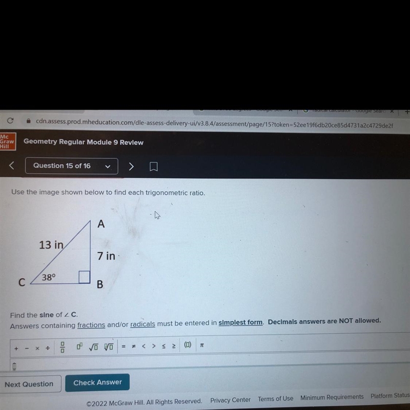 Find sine and cosine if angle C please-example-1