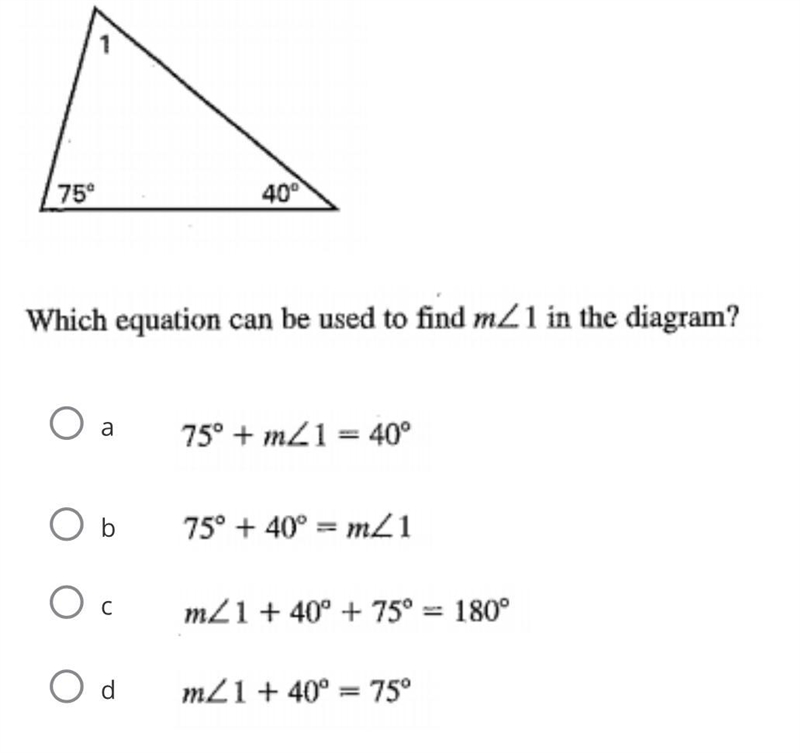 Which equation can be used to find m<1 in the diagram-example-1