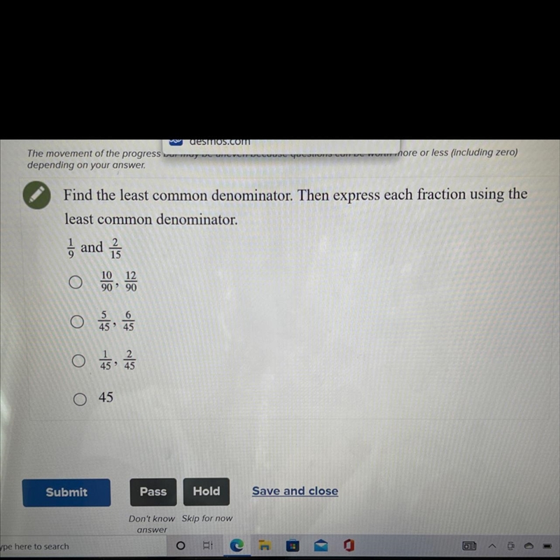 Find the least common denominator and express each fraction suing the lest common-example-1