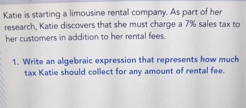 I don't understand how to write an Algebraic expression ( this is practice )-example-1