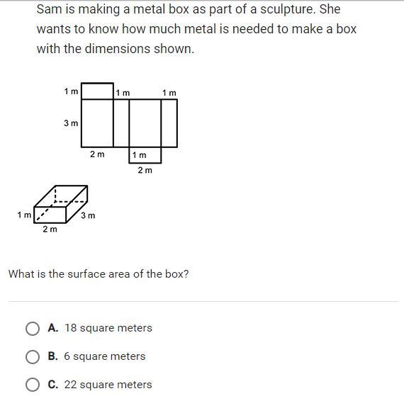 Sam is making a metal box as part of a sculpture. She wants to know how much metal-example-1