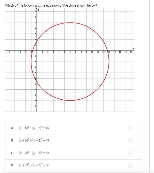 Which of the following is the equation of the circle shown below?-example-1