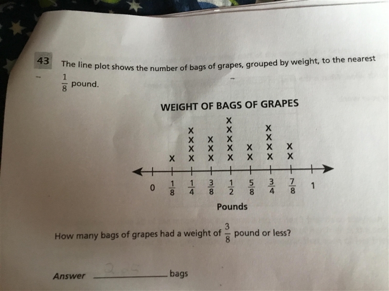 How many bags of grapes had a weight of 3/8 pounds or less?-example-1