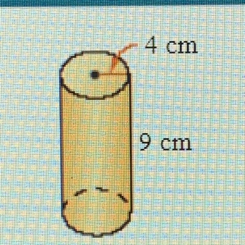 Find the surface area of the cylinder in terms of pi.-example-1