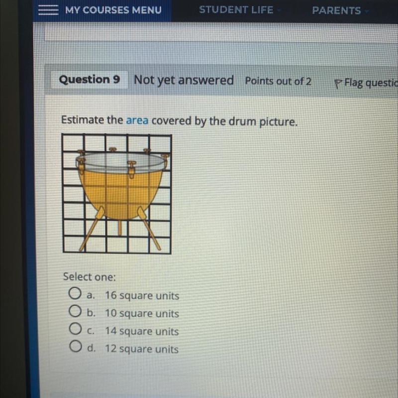 Estimate the area covered by the drum picture. Pls help thanks-example-1