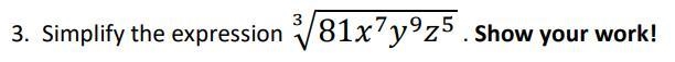 Simplify the expression √9x^3/25y^2 and please be sure to explain your steps! Simplify-example-1