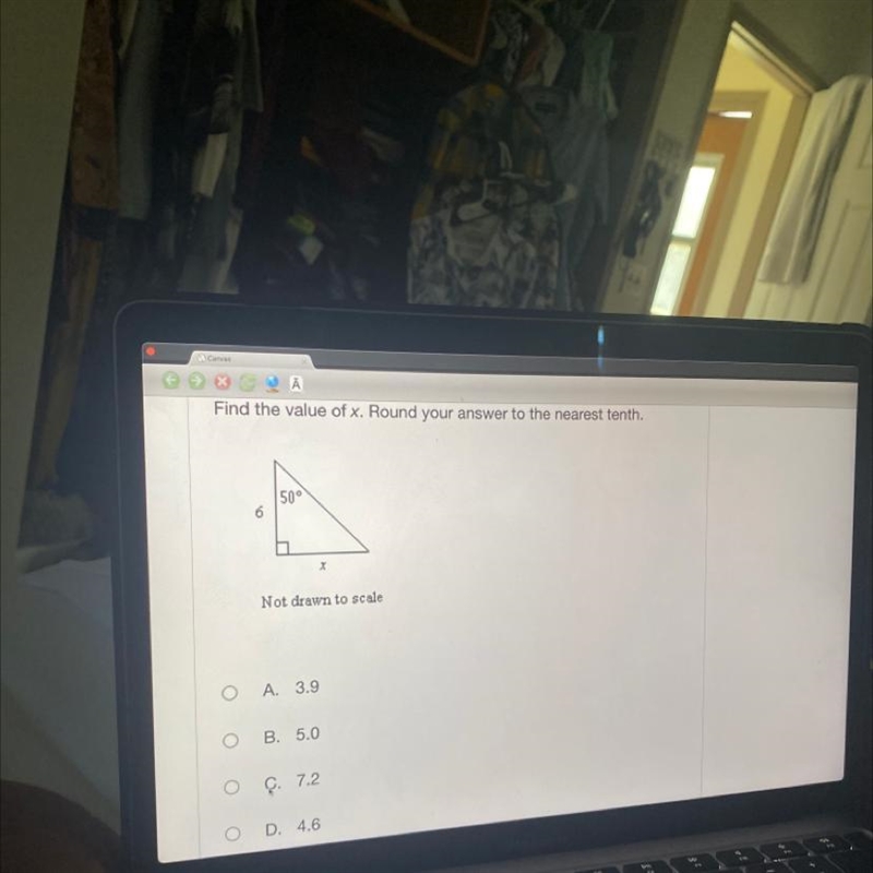 Find the value of x 50° 6 X Not drawn to scale-example-1