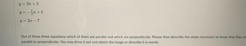 I need to know which ones are parallel and which ones are perpendicular and the steps-example-1