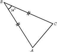 Triangle ABC is an isosceles triangle. AB = BC mB = 34° What is mA? A. 34° B. 56° C-example-1