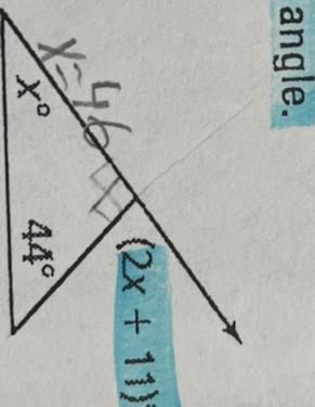 Find the measure of the exterior angle.-example-1