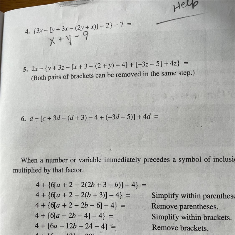 I need help with equations five and six The topic of this lesson is to simplify algebraic-example-1