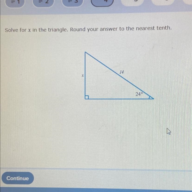 Solve for x in the triangle. Round to the nearest tenth-example-1