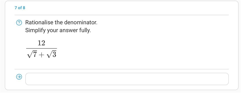 Rationalise the denominator Simplify your answer fully-example-1