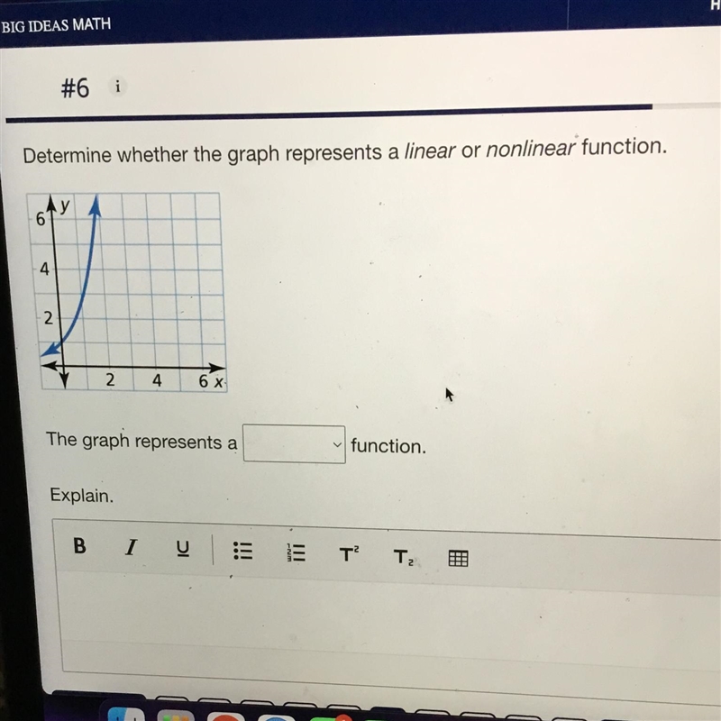 Determine whether the graph represents a linear or non linear function and explain-example-1