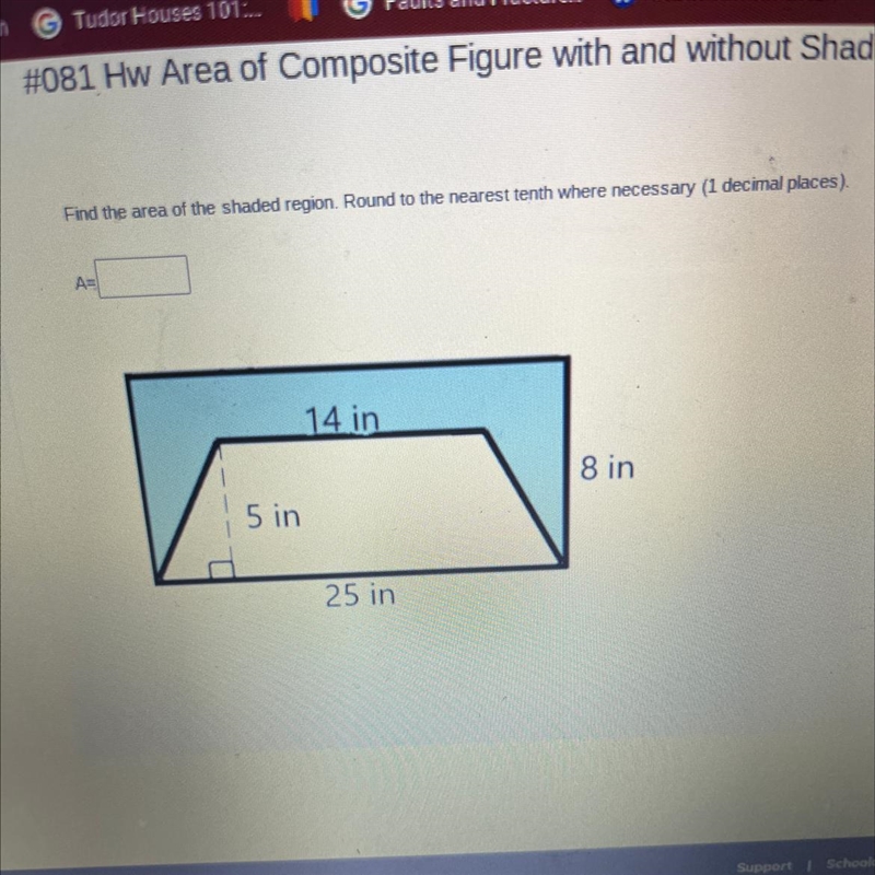 Find the area of the shaded region. Round to the nearest tenth where necessary (1 decimal-example-1