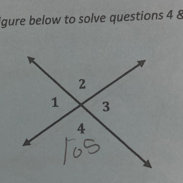 Suppose the measure of <4 was 105º. Which answer choice below represents is the-example-1