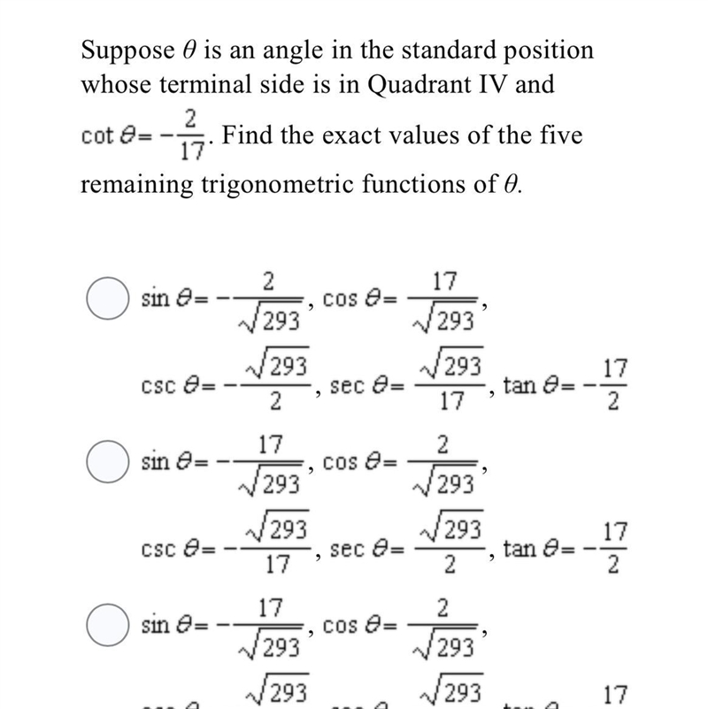 Suppose θ is an angle in the standard position whose terminal side is in Quadrant-example-1