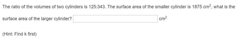 Ratio volume of 2 cylinders is 125:343-example-1