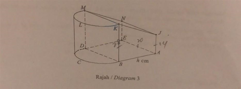 Pls help me answer this Diagram 3 shows a composite solid, formed by joining a half-example-1