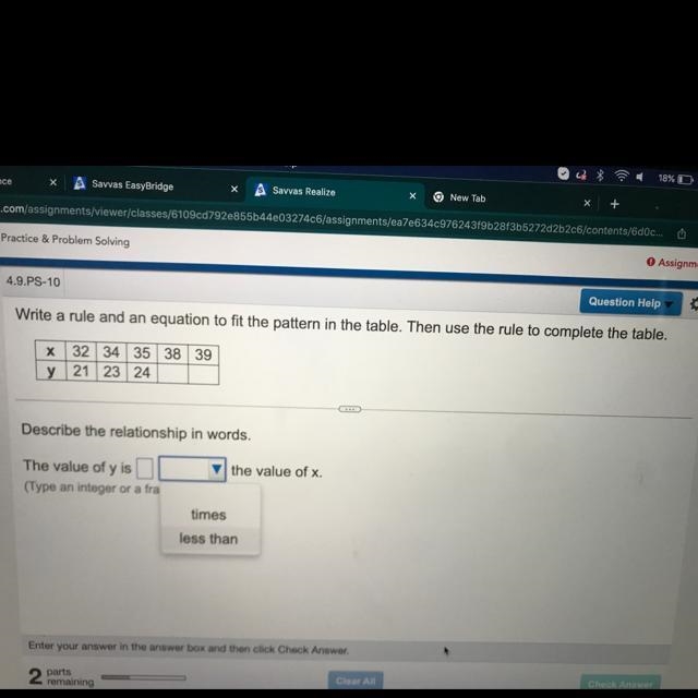 Write a rule and an equation to fit the pattern in the table then use the rule to-example-1