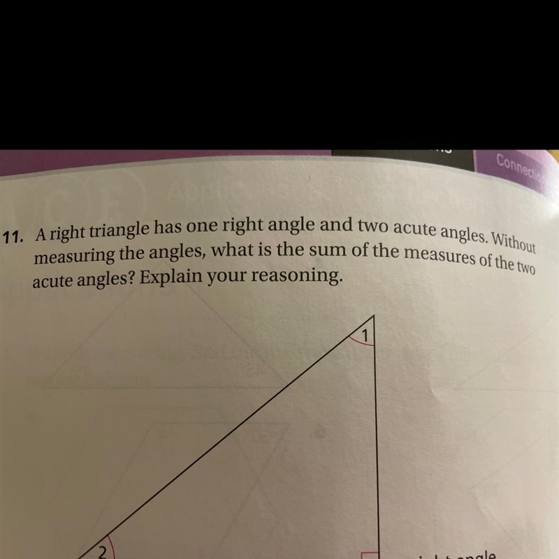 .A right triangle has one right angle and two acute angles. Without measuring the-example-1