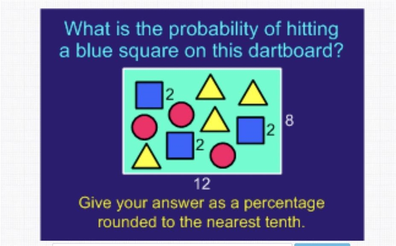 What is the probability of hitting a blue square on this dartboard?-example-1