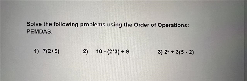 9th grade math easy pls help Solve the following problems using the order of operations-example-1