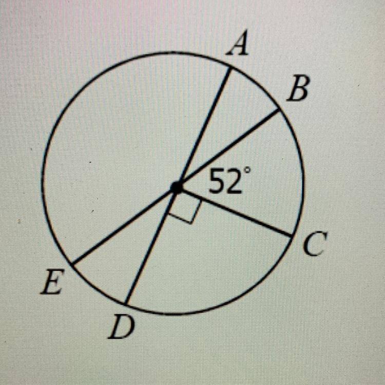 PLEASE HELP!!!! NO LINKS!!! In the circle below, find the measure of arc ED. Only-example-1